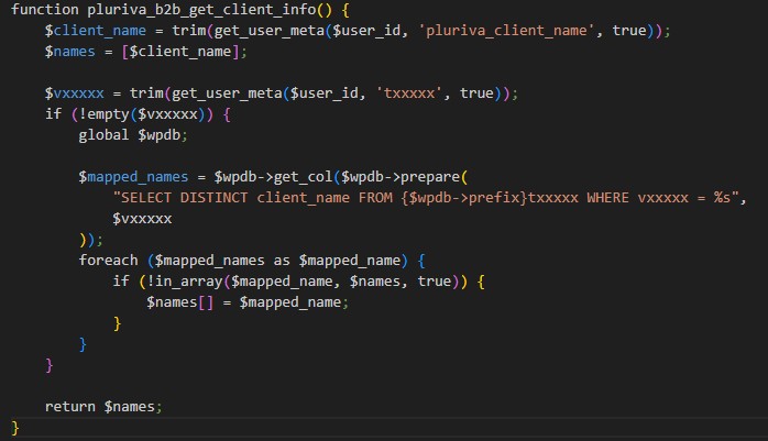 Code: recognizing a customer company under multiple names associated with the same VAT ID