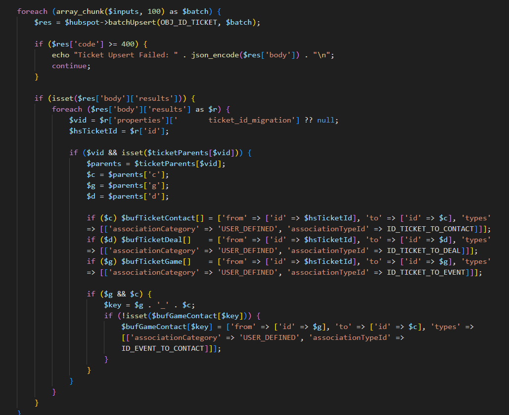 API integration: vivenu - HubSpot batch upsert logic