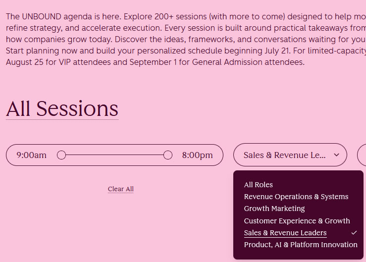Choose between two hundred sessions across 3 days in the UNBOUND agenda