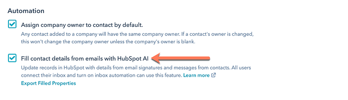 HubSpot AI for contact properties