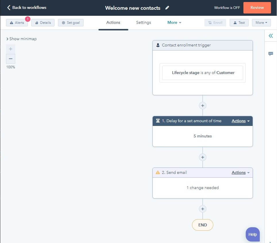Change needed HubSpot workflow